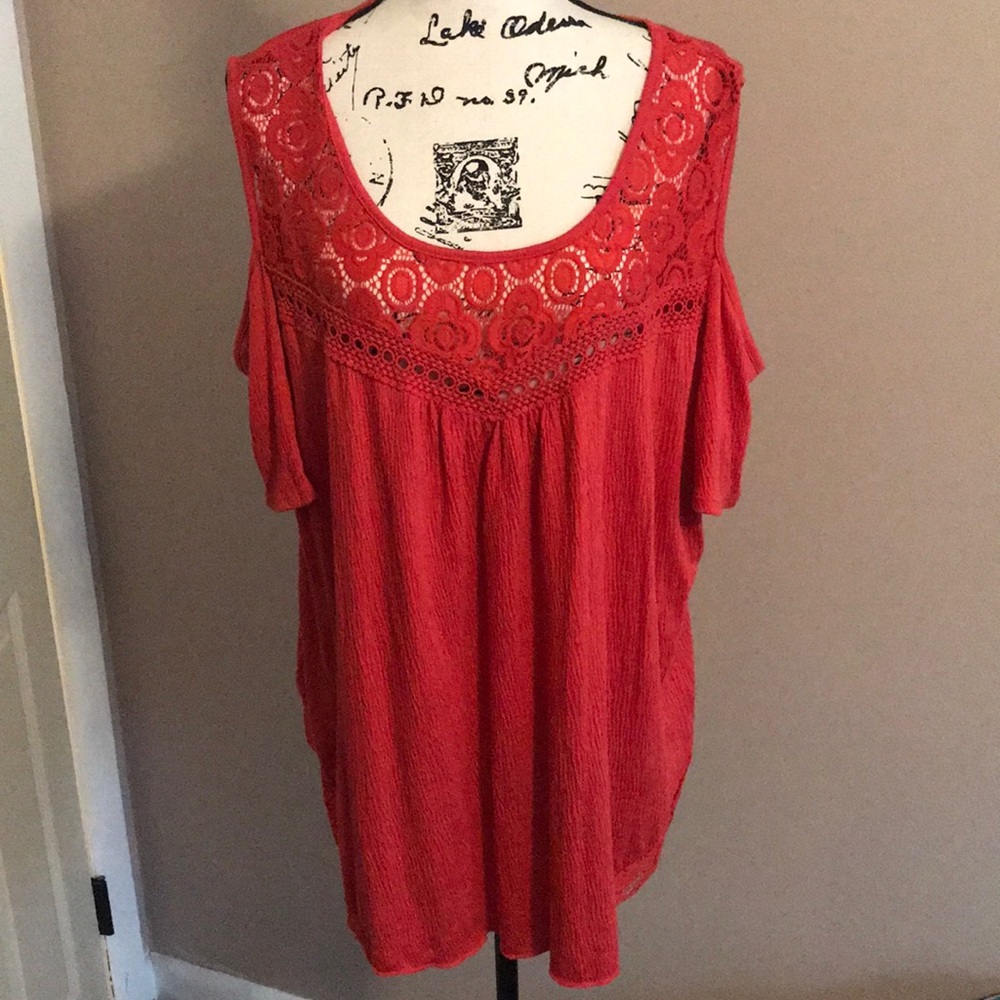 EUC Coral Cold Shoulder Top